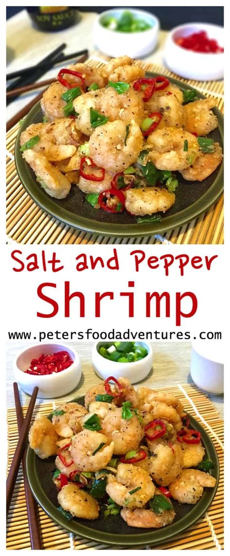 Salt and Pepper Shrimp - Peter's Food Adventures Salt And Pepper Prawns Chinese, Salt Pepper Shrimp Chinese, Popcorn Prawns, Salt And Pepper Prawns, Peppered Shrimp, Pepper Prawns, Chinese Seafood, Salt And Pepper Shrimp, Pepper Shrimp