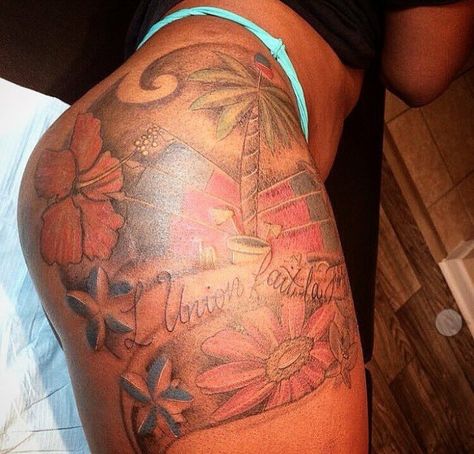 Haitian Tattoo, Haiti Tattoo, Black Skin Tattoo, Jewellery Tattoo, Baddie Tats, Tattoos For Black Women, Flag Tattoos, Thigh Tat, Haitian Culture