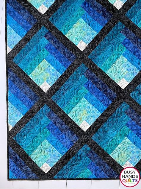 Turquoise Quilts Ideas, Grunge Quilt, Waterfall Quilt Pattern, Waterfall Quilt, Ombre Quilts, Window Quilts, Easy Quilting Design, Knitting Quilt, Teal Quilt