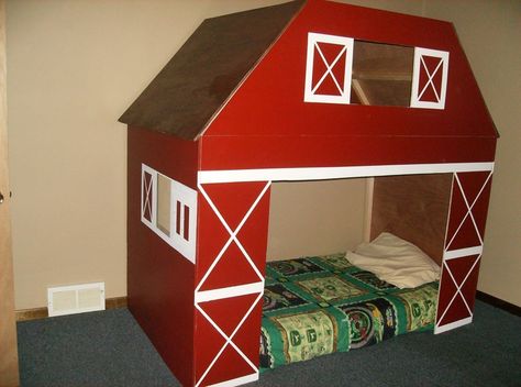 kids barn bed | Barn Bed Tractor Bedroom Ideas, Cool Kids Beds, Boys Room Farmhouse, Tractor Bedroom, Barn Bed, Farm Room, Farm Bedroom, Ikea Design, Kids Beds