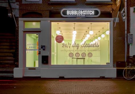 Bubble & Stitch - Bubble & Stitch is a new app-driven 24-hour eco-friendly laundry service in Amsterdam. The physical location of Bubble & Stitch features a ... Laundromat Business, Dry Cleaning Business, Bubble Stitch, Self Service Laundry, Laundry Business, Coin Laundry, Eco Friendly Laundry, Wash And Fold, Laundry Mat