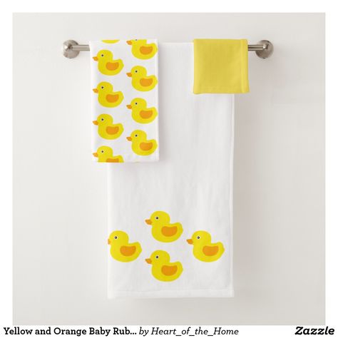 Yellow and Orange Baby Rubber Ducky for Kids Bath Towel Set Rubber Duck Painting, Duck Painting, Kids Bath Towel, Orange Baby, Bathroom Items, Kids Bath, Rubber Ducky, Bath Towel Sets, Rubber Duck