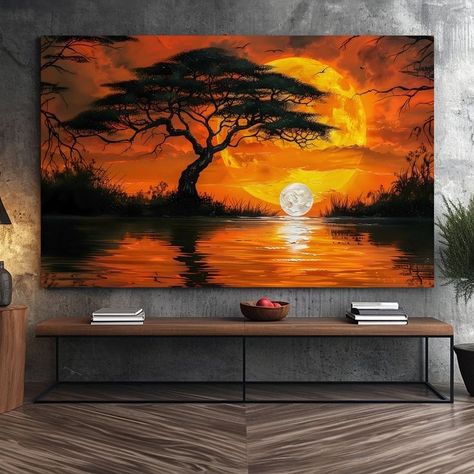 Canvas Painting For Room Decor, Room Decor Artist, Canvas Painting For Room, Painting For Room Decor, Painting For Room, Sunset Oil Painting, Wall Art Luxury, Large Wall Art Canvas, Vibrant Artwork