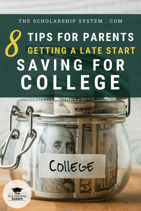 Parents often want to help their kids pay for school. If don't know where to begin, here are eight tips for parents getting a late start saving for college. College Savings Plan Kids, Savings For Kids, Education Savings Plan, College Parents, College Expenses, Grants For College, College Debt, Financial Aid For College, Tips For Parents