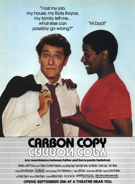 Carbon Copy (1981) George Segal, John Daly, Carbon Copy, Social Circles, Film Watch, Parental Guidance, Worst Movies, Lost My Job, Denzel Washington