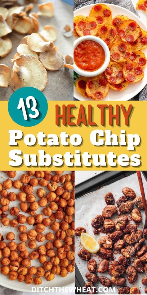 These potato chip substitutes will give you that salty and crisp indulgence but with a healthier twist. Whether you're looking for healthier choices, unique flavors, or just something different to satisfy your snack cravings, this list of what to eat instead of chips has got you covered. https://rfr.bz/p8yrv6q Substitute For Potato Chips, Substitute For Chips, Vegetable Chips Baked, Healthy Chips Recipe, Salty Snack Recipes, Healthy Salty Snacks, Chip Alternative, Baked Plantain Chips, Healthy Chip Alternative