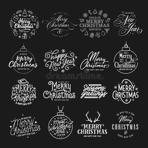 Happy New Year Calligraphy, Happy New Year Typography, Christmas Illustration Design, New Year Typography, Happy New Year Letter, Merry Christmas Typography, Merry Christmas Font, Merry Christmas Calligraphy, Christmas Fonts Free