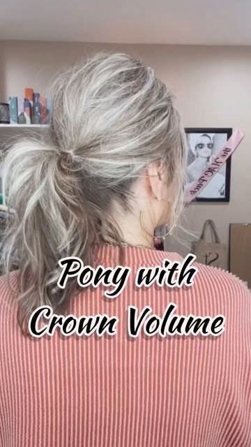 Suzy Turner 🔆 Makeup • Skincare • Hair 🔆 on Instagram: "I love a ponytail with crown volume! It’s super simple and really elevates the look! #crownvolume #volume #ponytail #easyhair #hairideas #simplehairstyles" Pony With Pieces Out, How To Get A High Ponytail With Volume, Ponytail With Volume On Top, Ponytail Over 50, How To Wear A Ponytail, How To High Ponytail Tutorials, How To Do A Ponytail With Volume, Poufy Ponytail, Ponytail With Crown