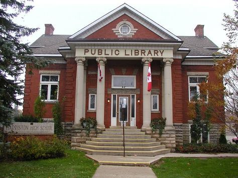 library Library Aesthetic Exterior, Victorian Library Exterior, Library Exterior Architecture, Small Town Buildings, Old Library Exterior, Library Building Exterior, Library Exterior Design, Library Architecture Exterior, Library Building Design