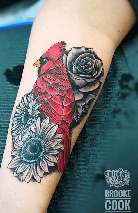 Cardinal Tattoo Design Images (Cardinal Ink Design Ideas) Cardinal Tattoo Design, Cardinal Tattoo Ideas, Red Cardinal Tattoos, Cardinal Tattoo, Cardinal Tattoos, Feminine Skull Tattoos, Hunting Tattoos, Tribute Tattoos, Remembrance Tattoos