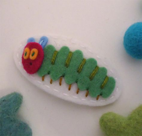 Felt Hair Clips Felt Animal Caterpillar Baby Girl Hair - Etsy Australia Felt Hair Bows, Felt Hair Accessories, Felt Animal, Felt Hair Clips, Cute Sewing Projects, Felt Gifts, School Hair, Felt Book