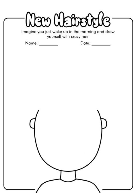 Crazy Hair Day Worksheet Finish The Drawing Worksheets, Complete The Drawing, Crazy Hair Day Ideas, Creative Worksheets, Head Drawing, Drawing Hair, Hair Color Crazy, Wacky Hair Days, Pre K Activities