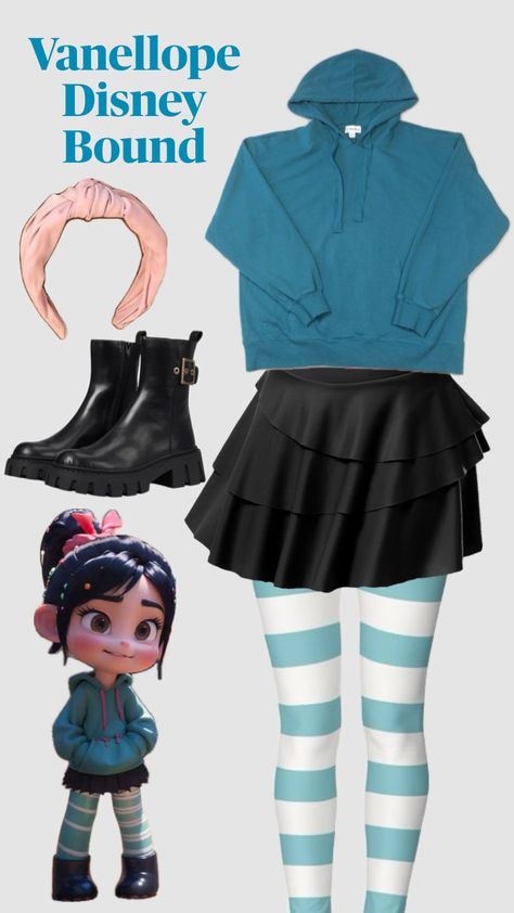 #vanellope #disneybound #wreckitralph #disney #disneyfit #disneyfitinspo Disneyland Dress, Disney Character Outfits, Matching Halloween Costumes, Disney Themed Outfits, Disney Paris, Character Inspired Outfits, Trendy Halloween Costumes, Disney Bound Outfits, Disney Inspired Outfits