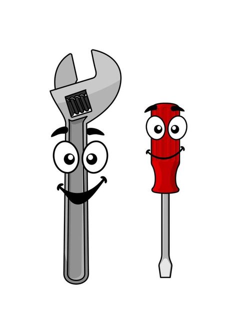 Cute cartoon spanner and screw driver Screw Drivers, Auto Shop, Bag Patches, Vector Technology, Car Shop, Tool Box, Screwdriver, Cartoon Characters, Cute Cartoon