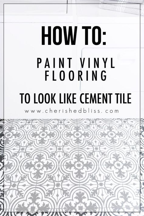 Got ugly Vinyl Floors? With this step by step tutorial you can learn how to Paint Vinyl Floors to look like the trendy cement tile everyone loves! Painted Vinyl Floors, Paint Vinyl, Vinyl Floors, Painted Vinyl, Painted Floor, Linoleum Flooring, Learn How To Paint, Encaustic Tile, Bathroom Redo