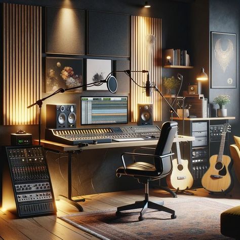 Home Sound Studio, Music Production Setup, Home Music Studio Ideas Small Spaces, Studio Music Room Design, Music Studio Interior Design, Home Recording Studio Design, Music Studio Interior, Small Music Studio Ideas, Music Studio Room Design