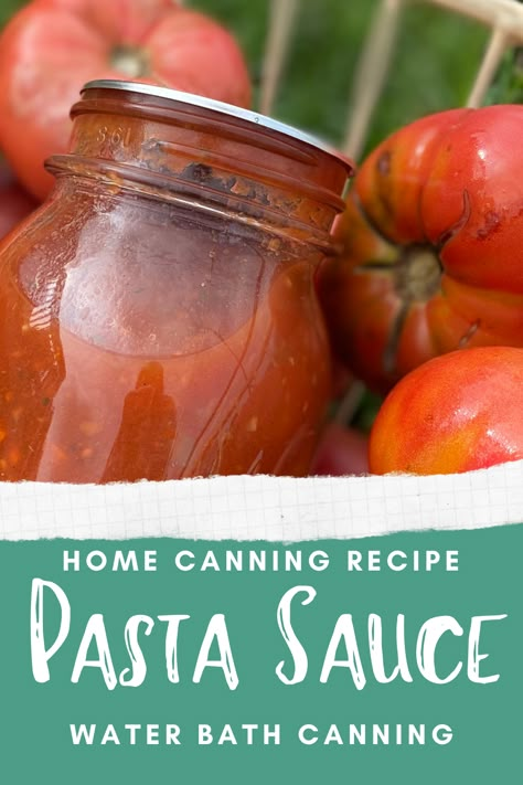 Pasta Sauce Canning, Pasta Sauce Canning Recipe, Canning Pasta Sauce, Canning Tomatoes Water Bath, Hot Water Bath Canning, Homemade Pasta Sauce, Water Bath Canning Recipes, Canned Spaghetti Sauce, Pasta Sauce Recipe