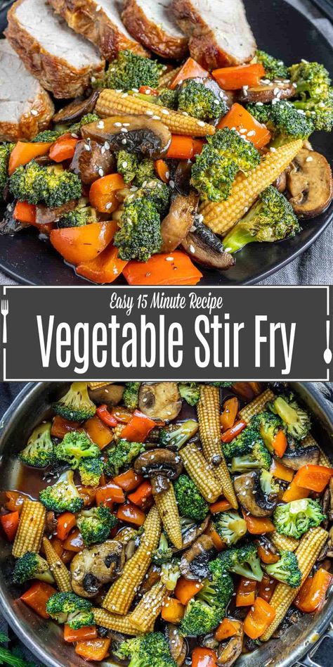 mix of vegetables and a sweet teriyaki sauce cooked together in a large skillet Dinner Vegetables, Veggie Stir Fry Recipes, Stir Fry Vegetables, Homemade Stir Fry Sauce, Vegetable Stir Fry Recipe, Homemade Stir Fry, Zucchini Feta, Beef Meals, Healthy Stir Fry