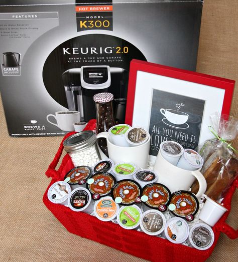 Give the gift of Coffee #Keurig400 #Ad #cbias Diy Father's Day Gift Baskets, Coffee Lover Gifts Basket, Fathers Day Gift Basket, Coffee Gift Basket, Baskets Ideas, Auction Baskets, Raffle Basket, Boyfriend Gift Basket, Raffle Baskets