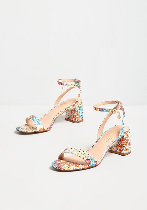 Budding Romance Ankle Strap Heel Heels Colorful, Womens Strappy Sandals, Colorful Florals, Manolo Blahnik Heels, Floral Heels, Prom Heels, Strappy Shoes, Floral Shoes, Strappy Sandals Heels