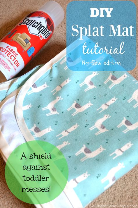 Messy toddler ruling the house? Shield your floors with this DIY no sew splat mat! #ProtectYourEverything #ad Toddler Rules, Perlengkapan Bayi Diy, Baby Diy Sewing, Laminated Cotton Fabric, Splat Mat, Baby Art Projects, Diy Baby Gifts, Baby Mat, No Sew