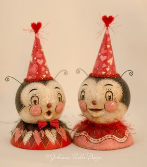 Johanna Parker Valentines, Joanna Parker, Valentine Craft Decorations, Folk Art Ornament, Whimsical Patterns, Decor Market, Halloween Folk Art, Art Ornaments, Johanna Parker