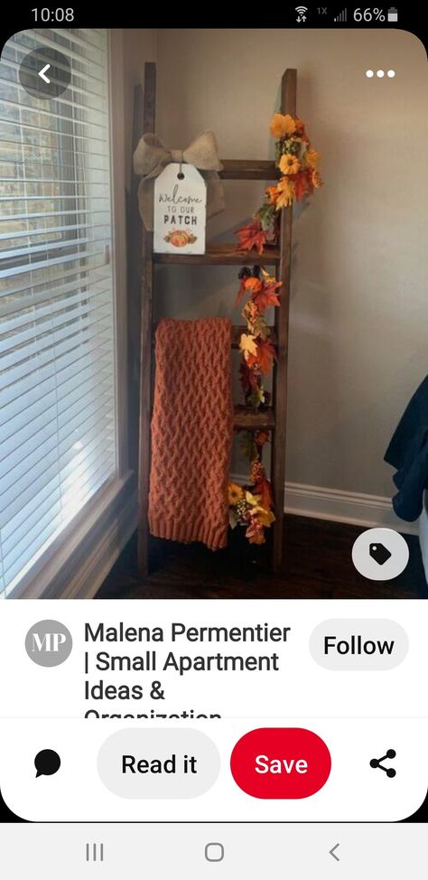 Fall Blanket Ladder, Fall Ladder Decor Ideas, Blanket Ladder Ideas, Blanket Ladder Decor, Fall Blanket, Blanket Ladder, Fabulous Fall, Fall Halloween Decor, Pumpkin Decorating