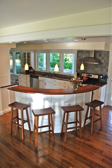 #kitchengoals #kitchenideas #roundhouse  #kitchenstyle #kitchenremodel #dreamkitchen Curved Islands In Kitchen, Curved Island, Full House Renovation, Round Kitchen Island, Curved Kitchen Island, House Renovation Design, Curved Kitchen, White Shaker Kitchen, Kitchen Design Diy