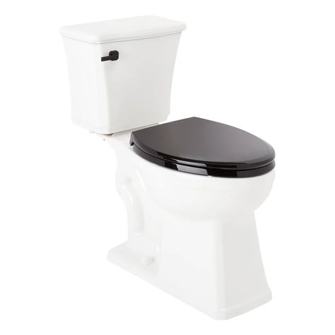 Signature Hardware 482600 Benbrook 1.28 GPF Two Piece | Build.com Black Toilet Seat, Black Toilet Seats, Toilet Installation, Black Toilet, Elongated Toilet, Bidet Toilet, Toilet Tank, Signature Hardware, Black Chrome