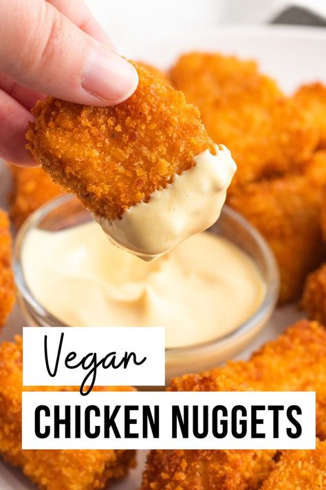 These Vegan Tofu Nuggets will replace any craving you have for chicken nuggets! Flavorful on the inside and crispy on the outside. Let's make some vegan chicken nuggets using one of my favorite meatless proteins: tofu! Marinated to taste like chicken, breaded to be flavorful and crispy, and fried to golden perfection. Healthy Airfryer, Vegan Nuggets, Resep Vegan, Tofu Nuggets, Vegan Chicken Nuggets, Tofu Chicken, Vegan Fried Chicken, Tofu Recipes Vegan, Chicken Nugget Recipes