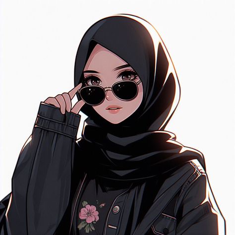 Hijab Cartoon Dp, Pfp Instagram Highlights, Hijabi Pfp Cartoon, Cute Hijab Cartoon Wallpaper, Disney Art Style, Anime Hijab, Japan Tattoo Design, Islamic Cartoon, Anime Muslim