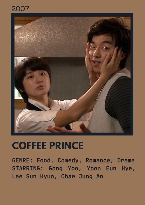 Coffee Prince Coffee Prince Kdrama, Gong Yoo Coffee Prince, Prince Poster, Best Tv Couples, Coffee Prince, Watch Drama, Korean Drama List, Korean Drama Movies, Tv Couples