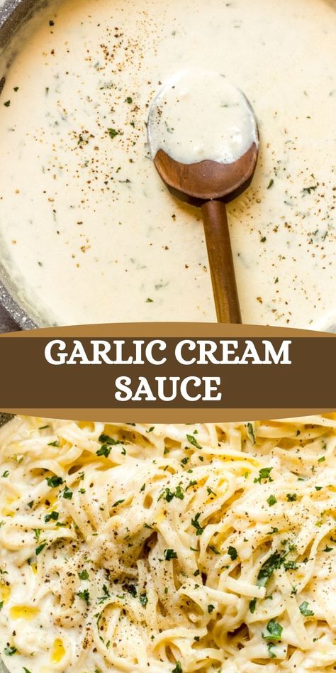 Garlic Cream Sauce Recipe, Lemon Garlic Cream Sauce, Cream Sauce Recipe, Cream Sauce Pasta, Lemon Cream Sauces, Garlic Sauce Recipe, Quick And Easy Meals, Cream Pasta, Garlic Cream Sauce