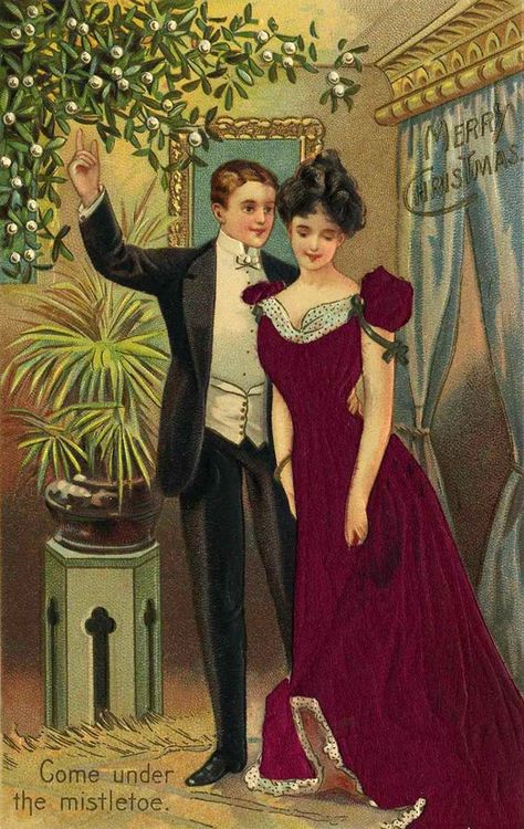 Edwardian Christmas, Victorian Christmas Cards, Retro Printables, Vintage Couples, Victorian Women, Victorian Christmas, Vintage Christmas Cards, Holly Jolly, New Years Eve