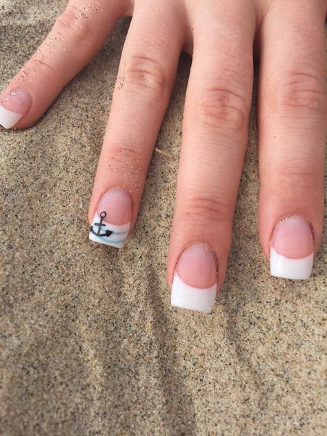 My Summer Beachy Nails! Gel Pink and White French Manicure with a Twist! French Manicure With A Twist, Cruise Nails, Nautical Nails, Beachy Nails, Nagel Tips, French Tip Acrylic Nails, French Acrylic Nails, French Nail Designs, White French