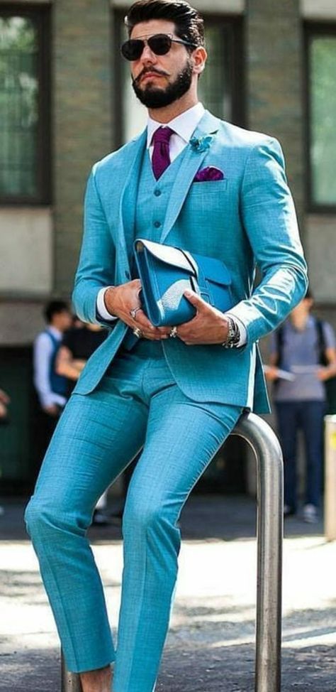 Suits Groom, Blue Suits, Vintage Suits, Blue Suit, Social Media Platforms, Turquoise, Blue, Color