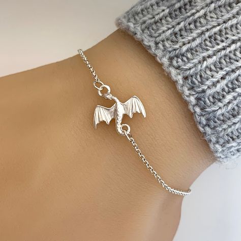 Delicate Sterling Silver Dragon Bracelet, Anklet, Dragon Jewellery, Silver Bracelet - Etsy Silver Dragon Jewelry, Fantasy Inspired Jewelry, Httyd Bracelet, Dragon Jewellery, Dragon Clothes, Dragon Link, Dragon Gifts, Silver Bra, Dragon Stuff