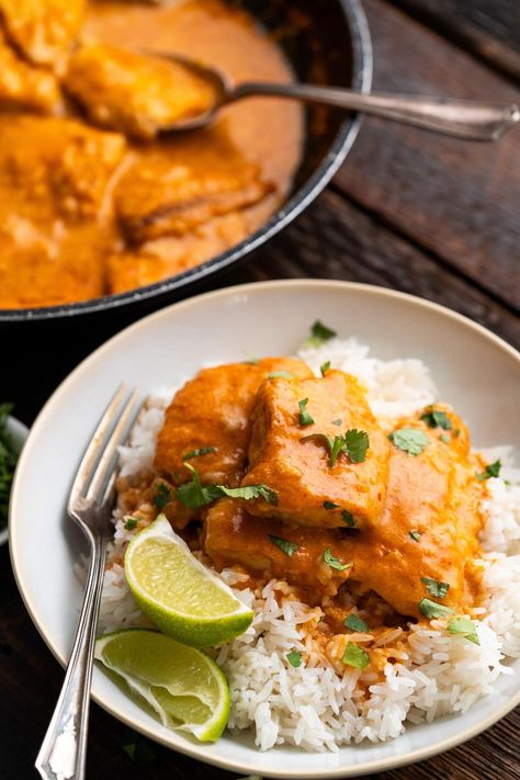 Thai Tilapia Curry Recipe - The Wanderlust Kitchen Thai Curry Fish Recipes, Tilapia Crockpot Recipes, Talipia Meal Ideas, Asian Tilapia Recipes, Asian Tilapia, Tilapia Curry, Healthy Tilapia Recipes, Curry Tilapia, Coconut Tilapia