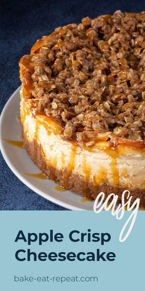 Caramel Apple Crisp Cheesecake, Apple Cheesecake Recipes, Apple Crisp Cheesecake, Caramel Apple Crisp, Cheesecake Toppings, Caramel Apple Cheesecake, Apple Dessert Recipes, Easy Cheesecake Recipes, Crumble Recipe