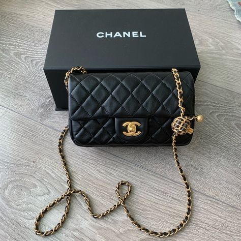 Brand NWT (unattached) Chanel lambskin quilted mini flap pearl crush bag Chanel Pearl Crush, Luxury Handbag Collection, Chanel Classic Flap Bag, Box Wrapping, Dream Bags, Hi Fashion, Chanel Pearls, Chanel Flap Bag, Classic Flap Bag