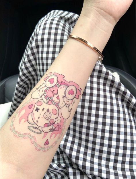 Tattoo Colorful, Kiss Tattoos, Bright Tattoos, Bunny Tattoos, Kawaii Tattoo, Creepy Tattoos, Cute Little Tattoos, American Boy, Tatuaje A Color