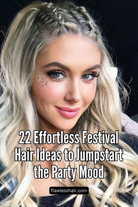 Cute Braided Look Festival Hair Ideas, Easy Festival Hair, Festival Braid, Hair Braiding Salon, Music Festival Hair, Coachella Hair, Honey Blonde Hair Color, Rave Hair, Asymmetrical Hairstyles