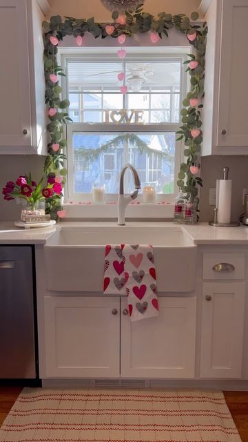 Kitchen Window Decor, Vday Decor, Diy Valentine's Day Decorations, Kitchen Cabinets Decor, Diy Valentines Decorations, My Funny Valentine, Amazon Store, Cabinet Decor, Decor Trends