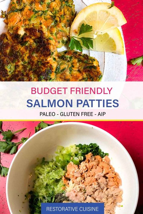 Aip Tuna Patties, Aip Salmon Patties, Vegan Salmon Patties, Aip Tuna Recipes, Paleo Salmon Patties, Paleo Salmon, Aip Diet Recipes, Quick Salmon, Canned Salmon Recipes