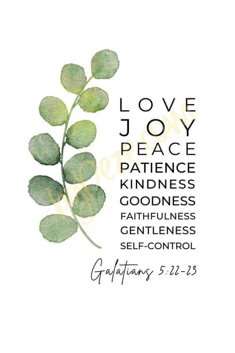 Greenery Classroom, Teacher Bible Verse, Printables For Adults, Fruit Quotes, Love Joy Peace Patience Kindness, Modern Greenery, Baptism Card, Spirit Signs, Vision 2024