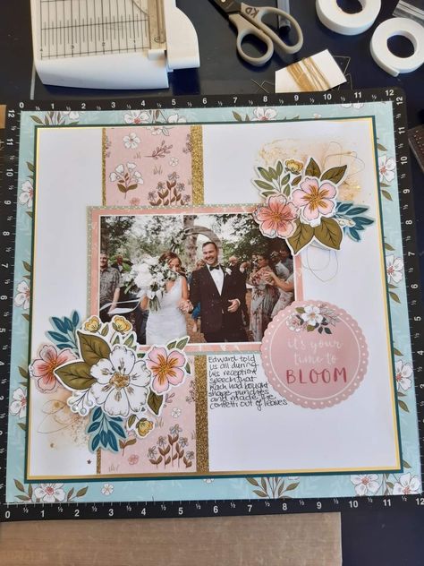 Scrapbooking Wedding Layouts Ideas, Wedding Scrapbook Pages Ideas, Wedding Pages Scrapbooking Photo Layouts, Wedding Scrapbook Layouts Ideas, Bridal Shower Scrapbook Ideas, Wedding Album Scrapbooking Ideas, Wedding Scrapbook Pages Layouts Simple, Wedding Scrapbook Page Ideas, Wedding Scrapbooking Layouts Ideas