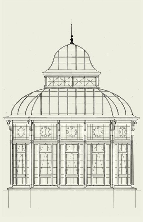 Antique Style Greenhouse | Tanglewood Conservatories, Ltd. Journey To The River Sea, Greenhouse Illustration, Victorian Conservatory, Victorian Greenhouses, Victorian Greenhouse, Winter Gardens, Glass Roof, Iron Work, House Drawing