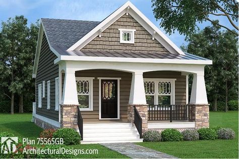 Here's a collection of Craftsman-style inspired tiny homes that can be placed… Bungalow Style House, Bungalow Style House Plans, Plans Architecture, House Plans One Story, Bungalow Homes, A Small House, Casas Coloniales, Bungalow House Plans, Bungalow Style