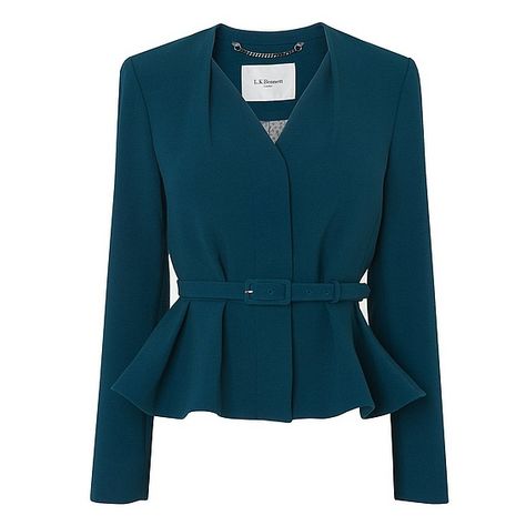 L.K. Bennett Judi peplum jacket in Evergreen *NEW FOR A/W 2016* Formal Tops For Women, Formal Tops, Middleton Style, Blazer Jackets For Women, Fashion Tops Blouse, Peplum Jacket, Woman Suit Fashion, Suit Fashion, Kate Middleton