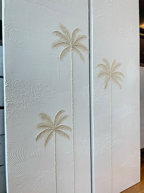 Buy PALMS Xx-large Set of 2 Textured Plaster Wall Art Online in India - Etsy Coastal Diy Wall Art, Palm Wall Art, Coastal Textured Art, Textured Plaster Wall Art, Plaster Artwork, Coastal Inspired Art, Bali Painting, Textured Plaster, Fall Landscape Photography